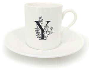 Hrnek ristretto s talířkem - monogram květy 01 Y