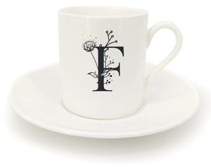 Hrnek ristretto s talířkem - monogram květy 01 F