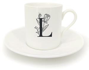 Hrnek ristretto s talířkem - monogram květy 01 L