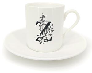 Hrnek ristretto s talířkem - monogram květy 01 Z