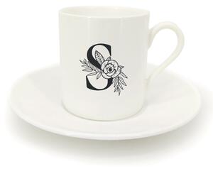 Hrnek ristretto s talířkem - monogram květy 01 S