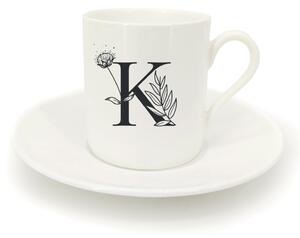 Hrnek ristretto s talířkem - monogram květy 01 K