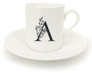 Hrnek ristretto s talířkem - monogram květy 01 A
