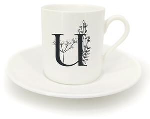 Hrnek ristretto s talířkem - monogram květy 01 U