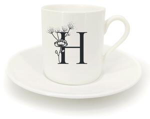 Hrnek ristretto s talířkem - monogram květy 01 H