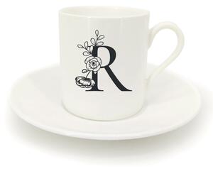Hrnek ristretto s talířkem - monogram květy 01 R