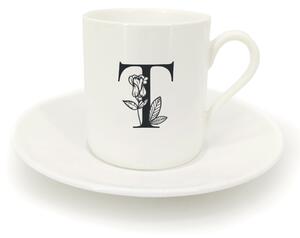 Hrnek ristretto s talířkem - monogram květy 01 T