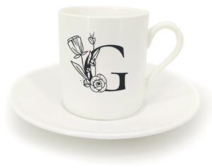 Hrnek ristretto s talířkem - monogram květy 01 G