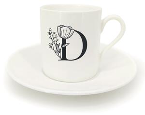 Hrnek ristretto s talířkem - monogram květy 01 D