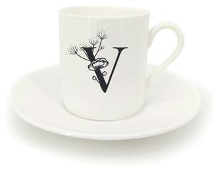Hrnek ristretto s talířkem - monogram květy 01 V