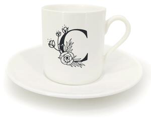 Hrnek ristretto s talířkem - monogram květy 01 C
