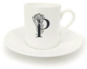 Hrnek ristretto s talířkem - monogram květy 01 P