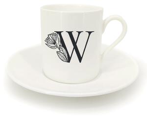 Hrnek ristretto s talířkem - monogram květy 01 W