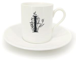 Hrnek ristretto s talířkem - monogram květy 01 I