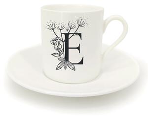 Hrnek ristretto s talířkem - monogram květy 01 E