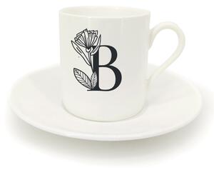 Hrnek ristretto s talířkem - monogram květy 01 B