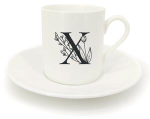 Hrnek ristretto s talířkem - monogram květy 01 X