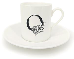 Hrnek ristretto s talířkem - monogram květy 01 O