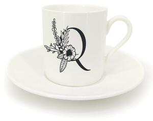 Hrnek ristretto s talířkem - monogram květy 01 Q