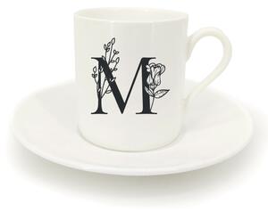 Hrnek ristretto s talířkem - monogram květy 01 M