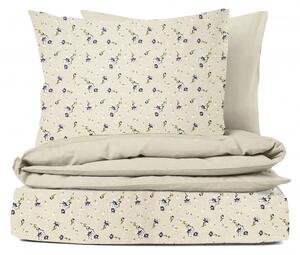 Ervi Bavlněné povlečení oboustranné - Fialová jemná louka/bežové