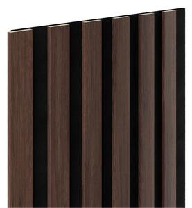Dekorační panely SLIM, dub tmavý 3D lamely na filcovém podkladu, rozměr 270 x 30 cm, IMPOL TRADE