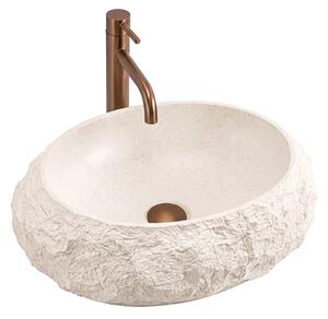 Umyvadlo na desku z kompozitního kamene REA MIKA WARM BEIGE 50x38 cm, béžová