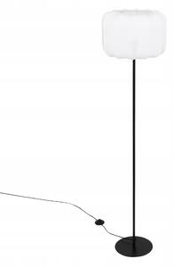 STOJACÍ LAMPA ČERNÁ S BAVLNĚNÝM BÍLÝM STÍNIDLEM Ø 37 x 150 CM DO INTERIÉRU