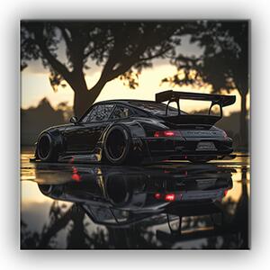 Obraz černé Porsche a odraz