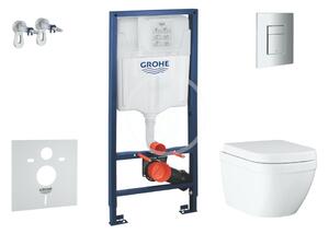 Grohe - Set předstěnové instalace, klozetu a sedátka Euro Ceramic Compact, softclose, Triple Vortex, tlačítko Even, chrom