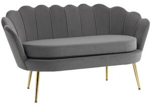 HOMCOM 2-místná látková pohovka s měkkými a prostornými polštáři - Elegantní sametová polyesterová pohovka v šedé barvě 133 x 63 x 75 cm | Aosom