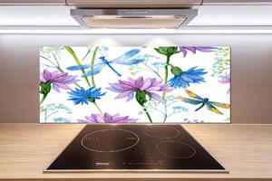 Panel do kuchyně Květiny a vážky pksh-98370338