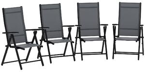 Outsunny Sada 4 Skládacích a Prodyšných Zahradních Židlí s Opěrkami, Skládací Židle pro Venku z Oceli a Polyesteru, Maximální Zatížení 120 kg, 56x69x1