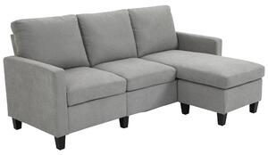 HOMCOM Rohová sedací souprava pro 3 osoby s reverzibilním chaise - levá nebo pravá strana do obývacího pokoje, kanceláře, bytu, polyesterová látka 197