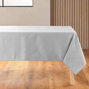 UBRUS NA STŮL ŠEDÝ ŽAKÁROVÝ S KOVOVÝM VZOREM AZULINE 140 X 250 CM
