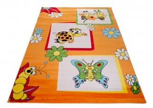 Makro Abra Dětský kusový koberec KINDER A661C Motýl Beruška Včelka oranžový Rozměr: 120x170 cm
