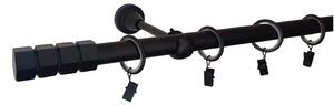Kovovégarnýže.cz Garnýž Craft elegance 19 mm černá matná Varianta jednořadá nebo dvouřadá: Jednořadá, Délka: 120 cm, Uchycení látky: Kroužky s žabkou