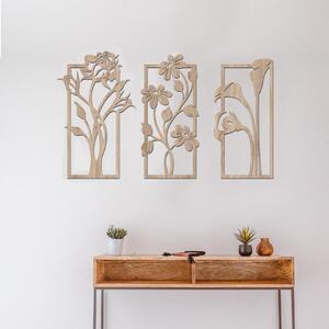 Dřevo života | Dřevěná dekorace 3 KVĚTINY | Barva: Světlý dub | Rozměry (cm): 29x50