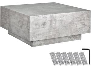Tectake Konferenční stolek Lasley s podstavcem, nosnost 45 kg - Vzhled betonu,80 x 80 x 35 cm