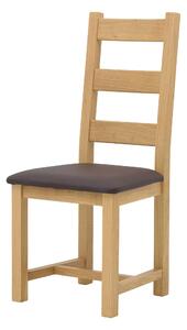 Dubová olejovaná a voskovaná židle Ladder Back hnědá koženka