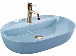 Umyvadlo na desku oválné Rea Aura 61 L. Blue Shiny modrá 61 cm