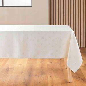 UBRUS NA STŮL BÉŽOVÝ ŽAKÁROVÝ SE ZLATÝM ZDOBENÍM YARN 140 X 250 CM