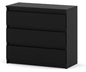 STIV Möbel | Komoda černá matná 80x33,5x71,5 cm | 3 zásuvky | Moderní příborník | Minimalistický a elegantní styl