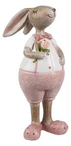 Velikonoční figurka hnědý zajíc v růžových pantoflích Krijtspoet 11 cm