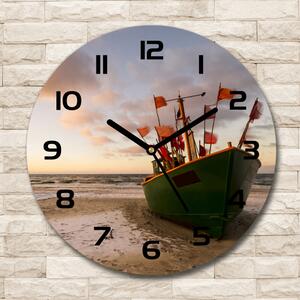 Skleněné hodiny kulaté Rybářská loď pláž pl_zso_30_c-f_102494694