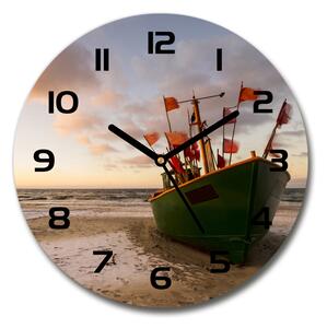 Skleněné hodiny kulaté Rybářská loď pláž pl_zso_30_c-f_102494694