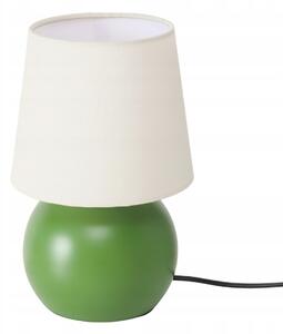 NOČNÍ LAMPA ZELENÁ STOLNÍ KOVOVÁ S TEXTILNÍM STÍNIDLEM SABIA 14X21,8 CM