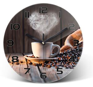 Skleněné hodiny kulaté Šálek kávy pl_zso_30_c-f_106321309