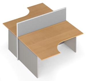 Rohový kancelářský stůl PRIMO s paravanem, nástěnka, 2 místa, šedá/buk