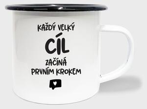 Hrnek Každý velký cíl začíná prvním krokem - smalt